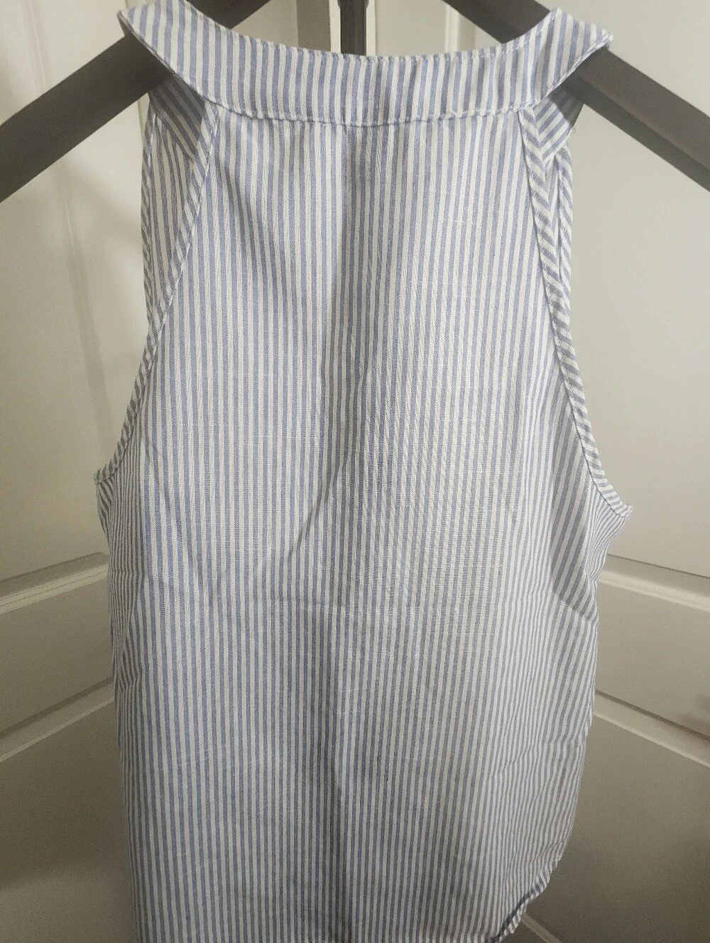SHEIN 2 Pack Striped Sleeveless Blouses Size L Blue Pink Button Front Tops